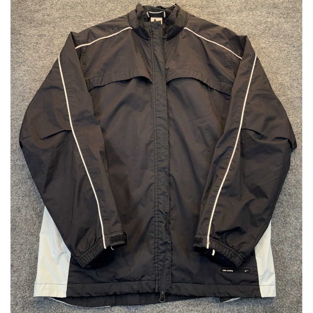 Vintage Nike Running Men's Large Black White Windbreaker Jacket Full Zip